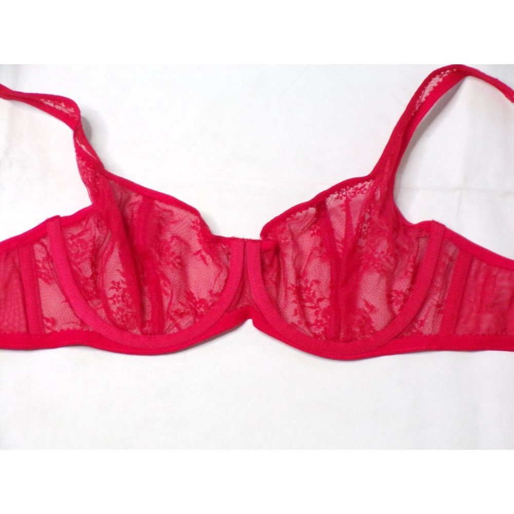 JOURNELLE Romy Demi Sheer Lace Underwire Bra Red 36D NEW - Picture 9 of 10